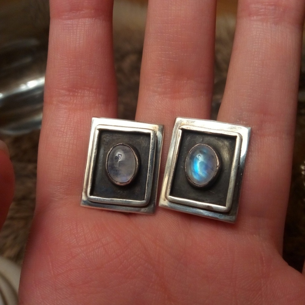Sterling silver square shadowbox earrings
